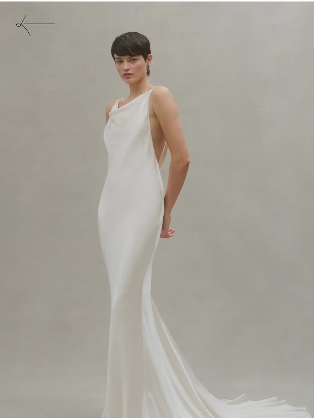 Minimalist White Satin Backless Evening Gown